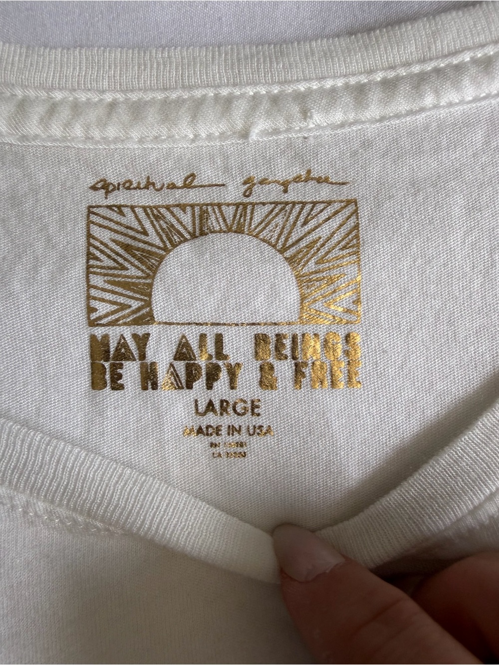 Spiritual Gangster "Starry Eyed" White Rose Gold Graphic Muscle Tank Top - Picture 11 of 15